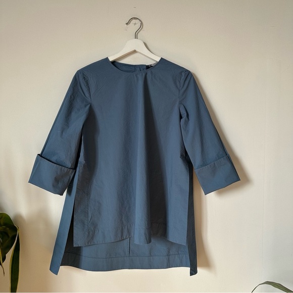 COS Cuffed Cotton Top In Blue Size EUR 36 US 6 - Picture 6 of 13